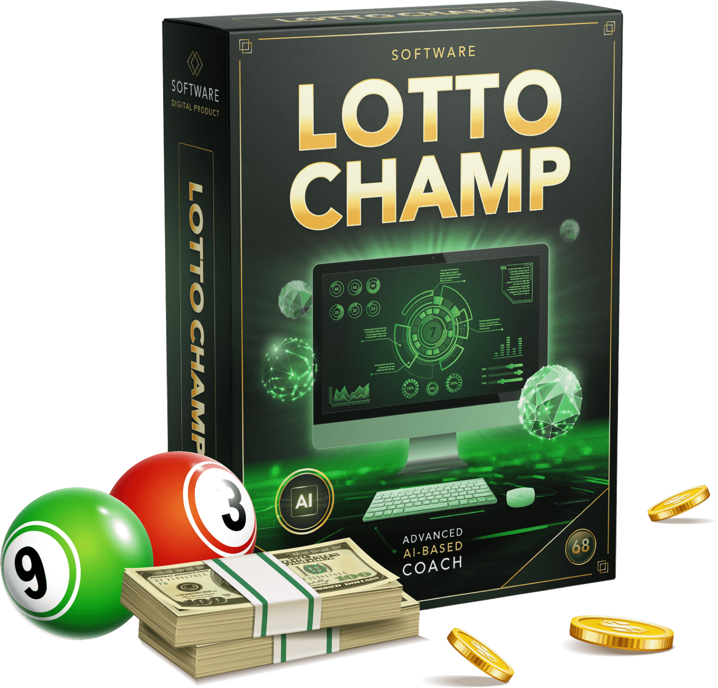 LottoChamp 1 box with balls and money